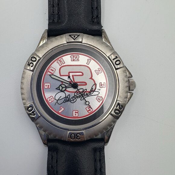 DALE EARNHARDT 3 NASCAR COLLECTIBLE WRIST WATCH LEATHER BAND - Picture 1 of 5